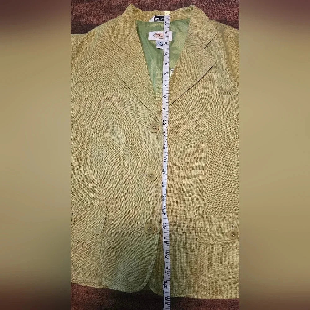 Talbots Womens Blazer Jacket Irish Linen Button Green Spring Summer Size 4 - Picture 14 of 14